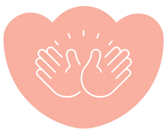 Outline of two hands on a pink heart shape with a white background
